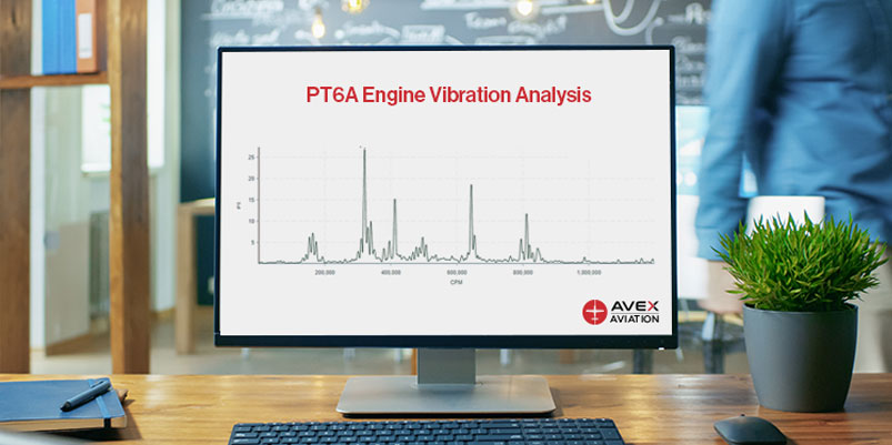 PT6A Engine Vibration Analysis displayed on a desktop in an office stting.
